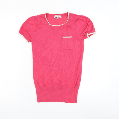 Debenhams Womens Pink Round Neck Viscose Pullover Jumper Size 8