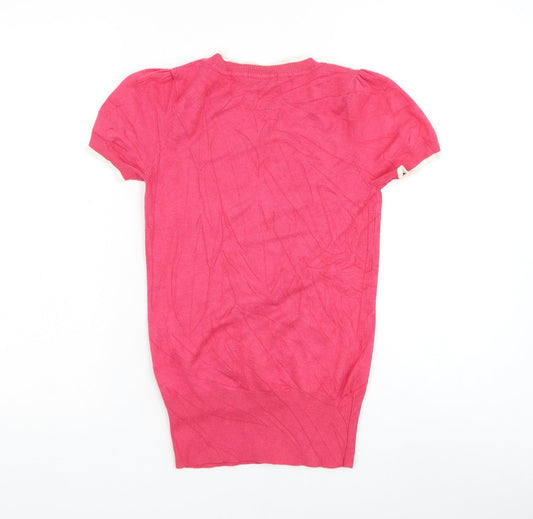 Debenhams Womens Pink Round Neck Viscose Pullover Jumper Size 8