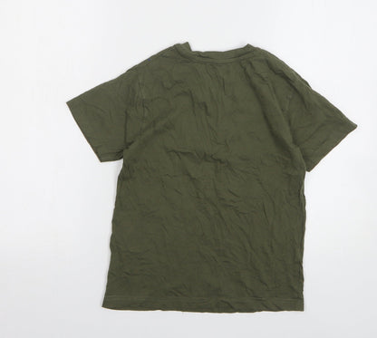 Rebel Boys Green Cotton Basic T-Shirt Size 9-10 Years Round Neck