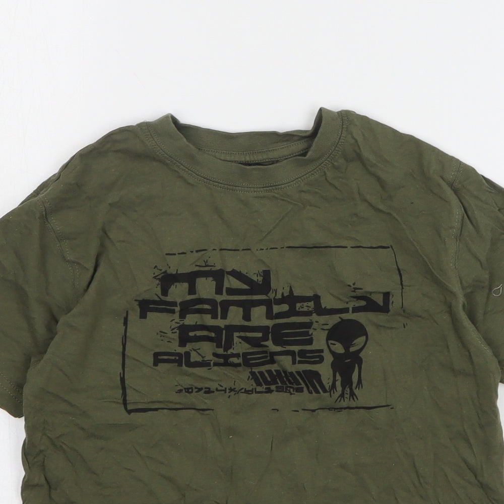 Rebel Boys Green Cotton Basic T-Shirt Size 9-10 Years Round Neck