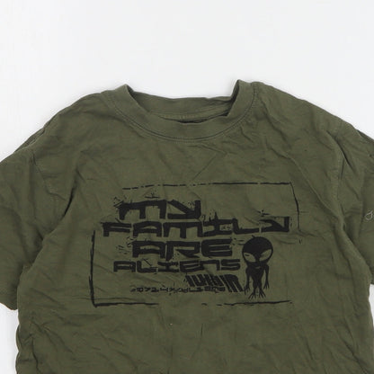 Rebel Boys Green Cotton Basic T-Shirt Size 9-10 Years Round Neck