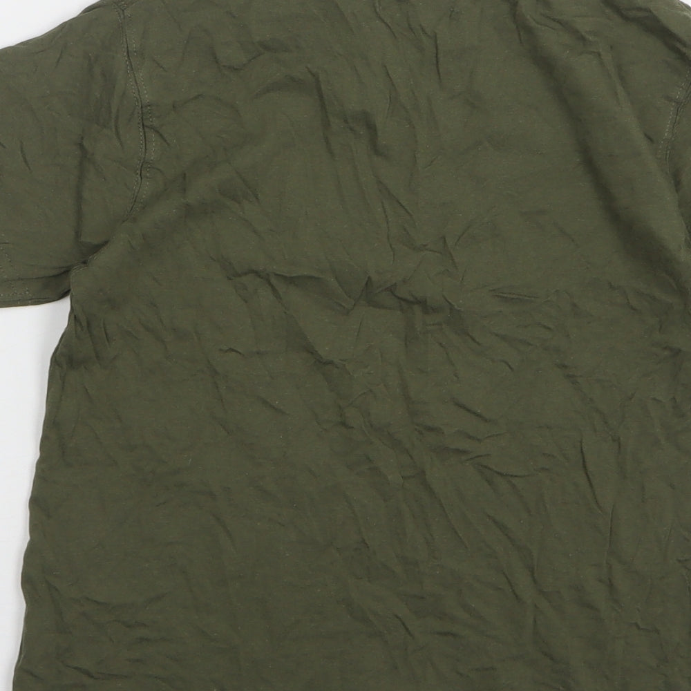 Rebel Boys Green Cotton Basic T-Shirt Size 9-10 Years Round Neck