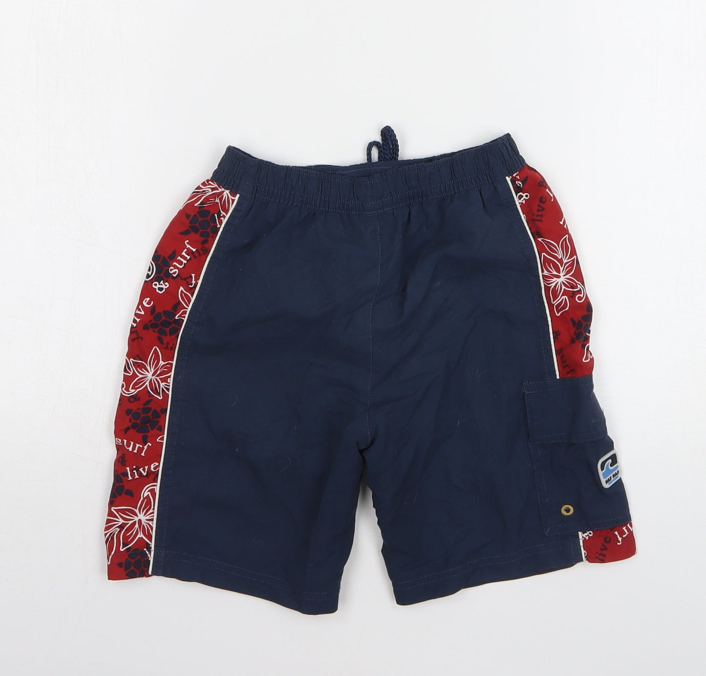NAF NAF Boys Blue Geometric Polyester Cargo Shorts Size 5-6 Years Regular - Swim Shorts