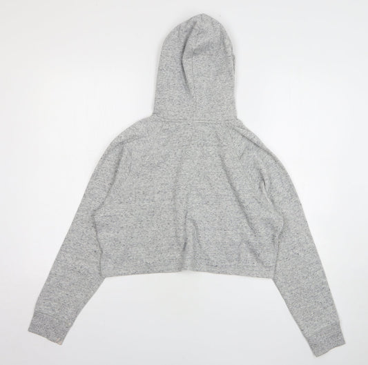 H&M Womens Grey Cotton Pullover Hoodie Size S - Cropped