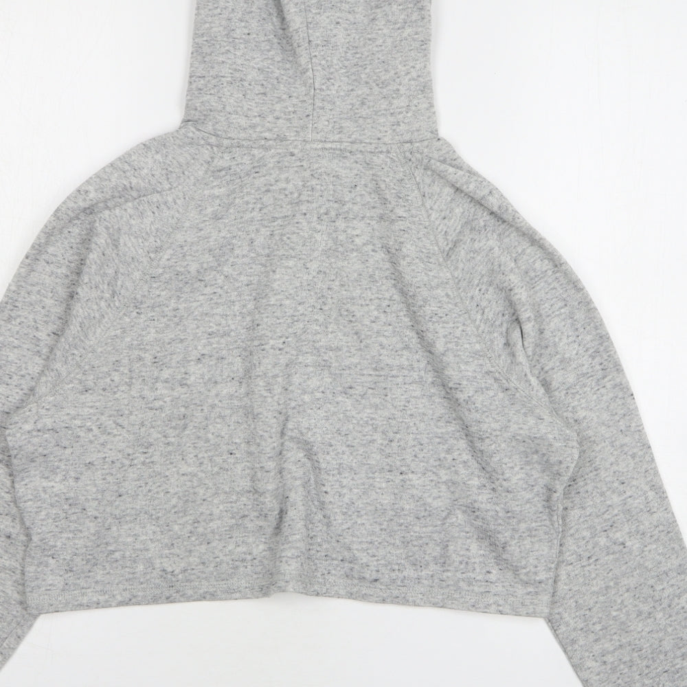 H&M Womens Grey Cotton Pullover Hoodie Size S - Cropped