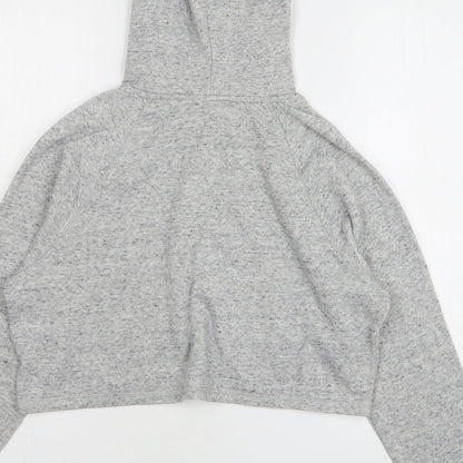 H&M Womens Grey Cotton Pullover Hoodie Size S - Cropped