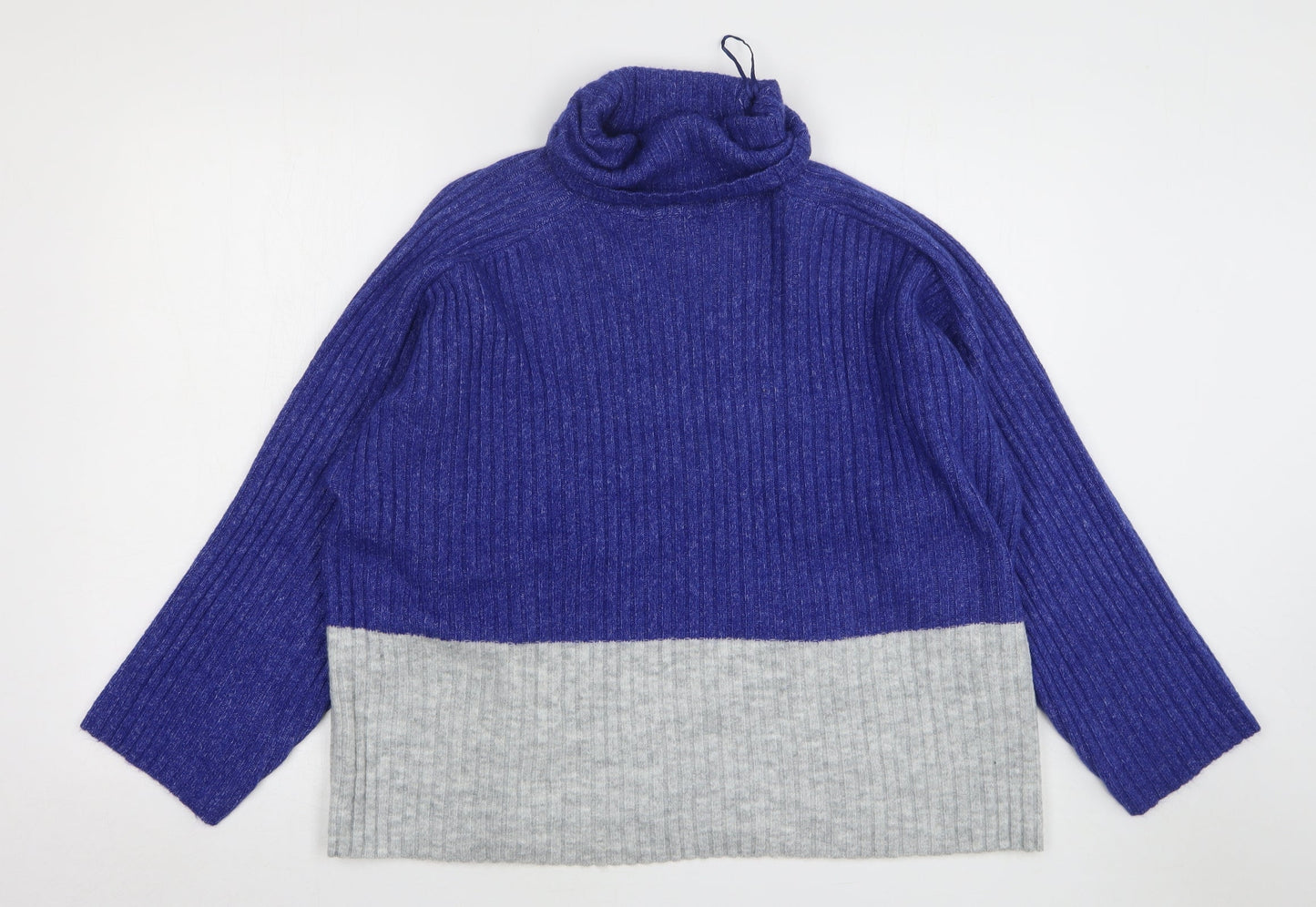 F&F Womens Blue Roll Neck Polyester Pullover Jumper Size M