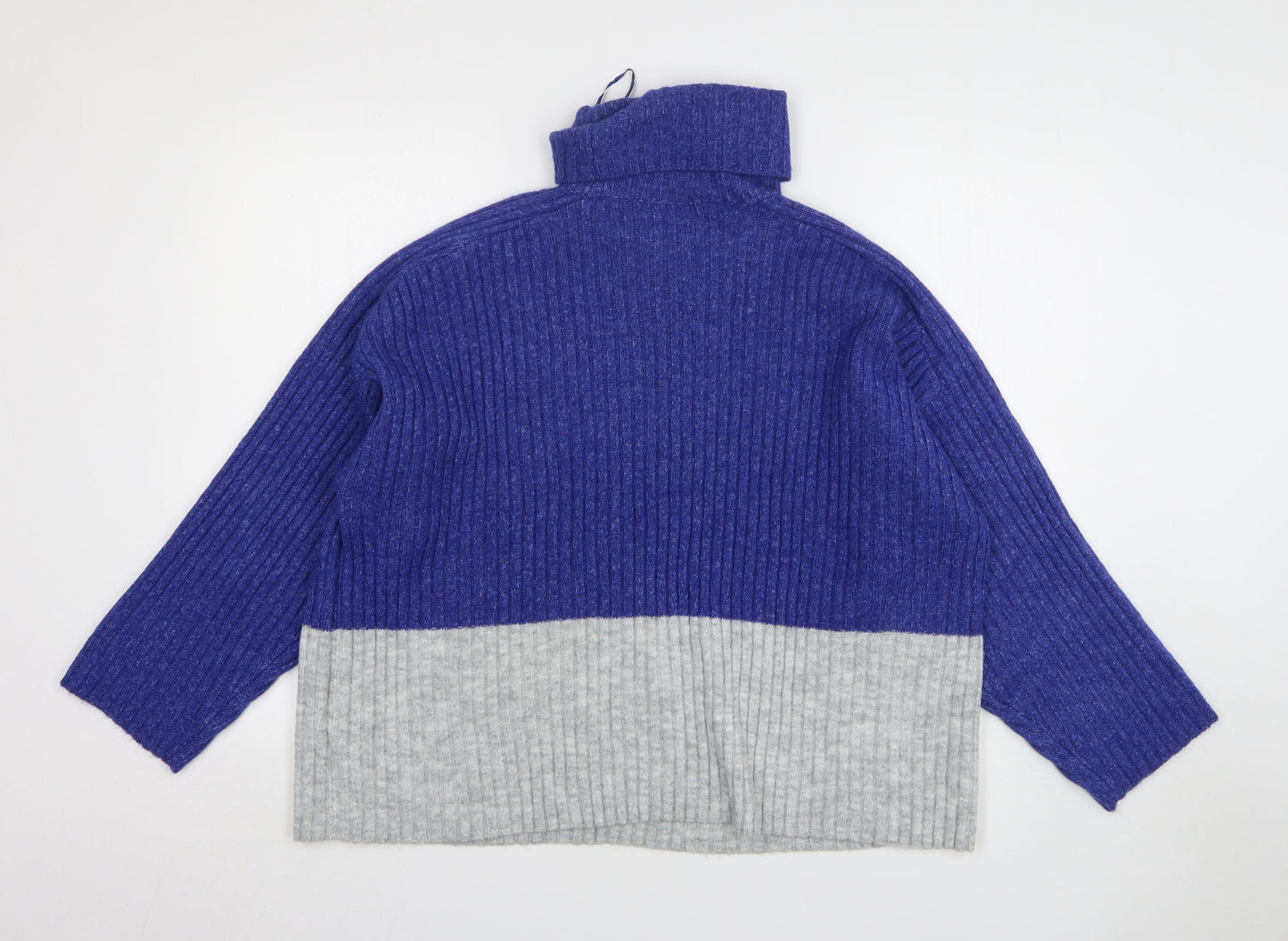 F&F Womens Blue Roll Neck Polyester Pullover Jumper Size M