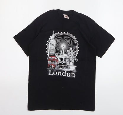 Womens UK Size S Fruit of the Loom Black Basic T-Shirt
