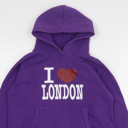 UK Womens Purple Cotton Pullover Hoodie Size M - I Love London