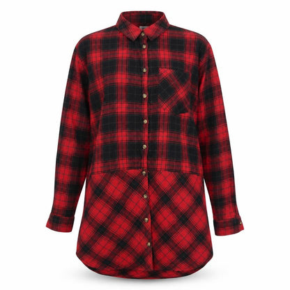 H&M Womens Red Plaid Cotton Shirt Dress Size 6 Collared