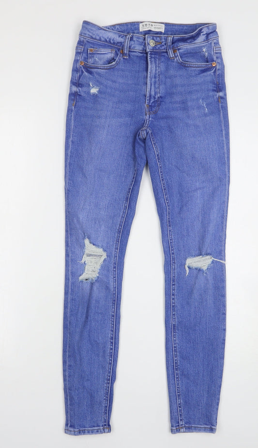Denim & Co. Womens Blue Cotton Skinny Jeans Size 8 L28 in Regular