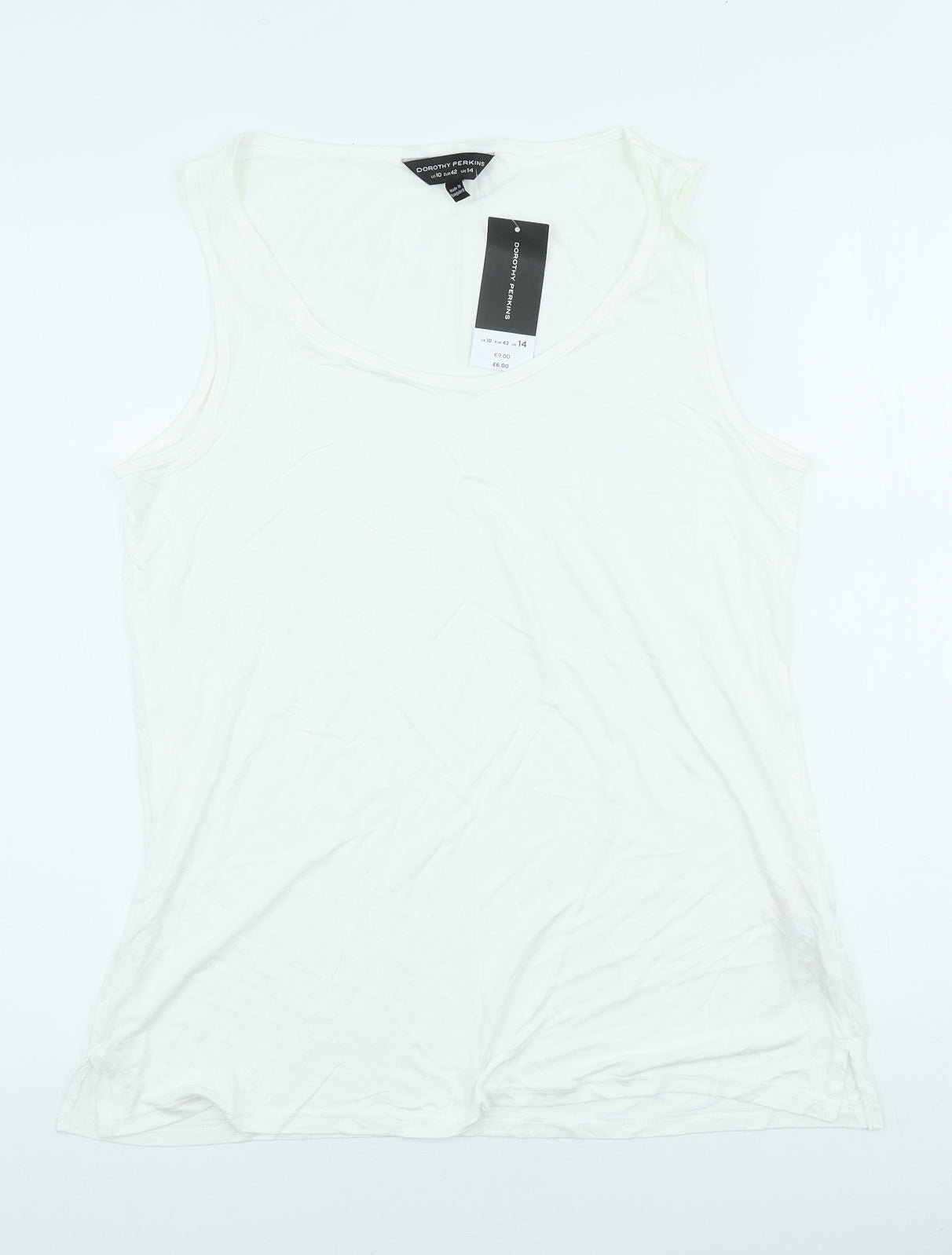 Womens UK Size 14 Dorothy Perkins White Basic Tank