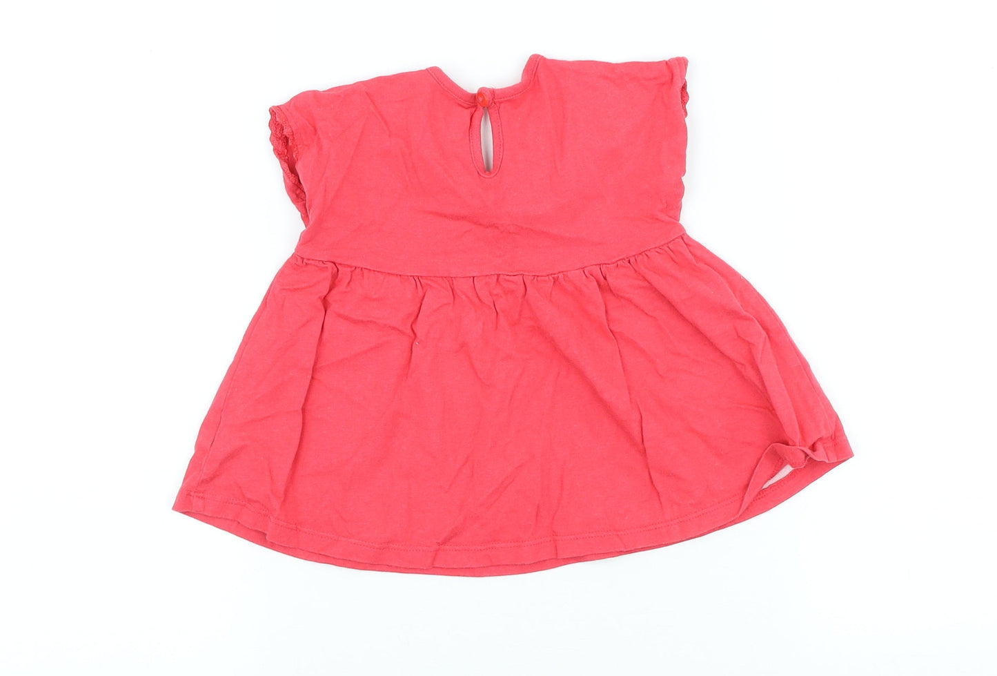 George Girls Pink 100% Cotton Skater Dress Size 6-9 Months High Neck - Minnie Mouse
