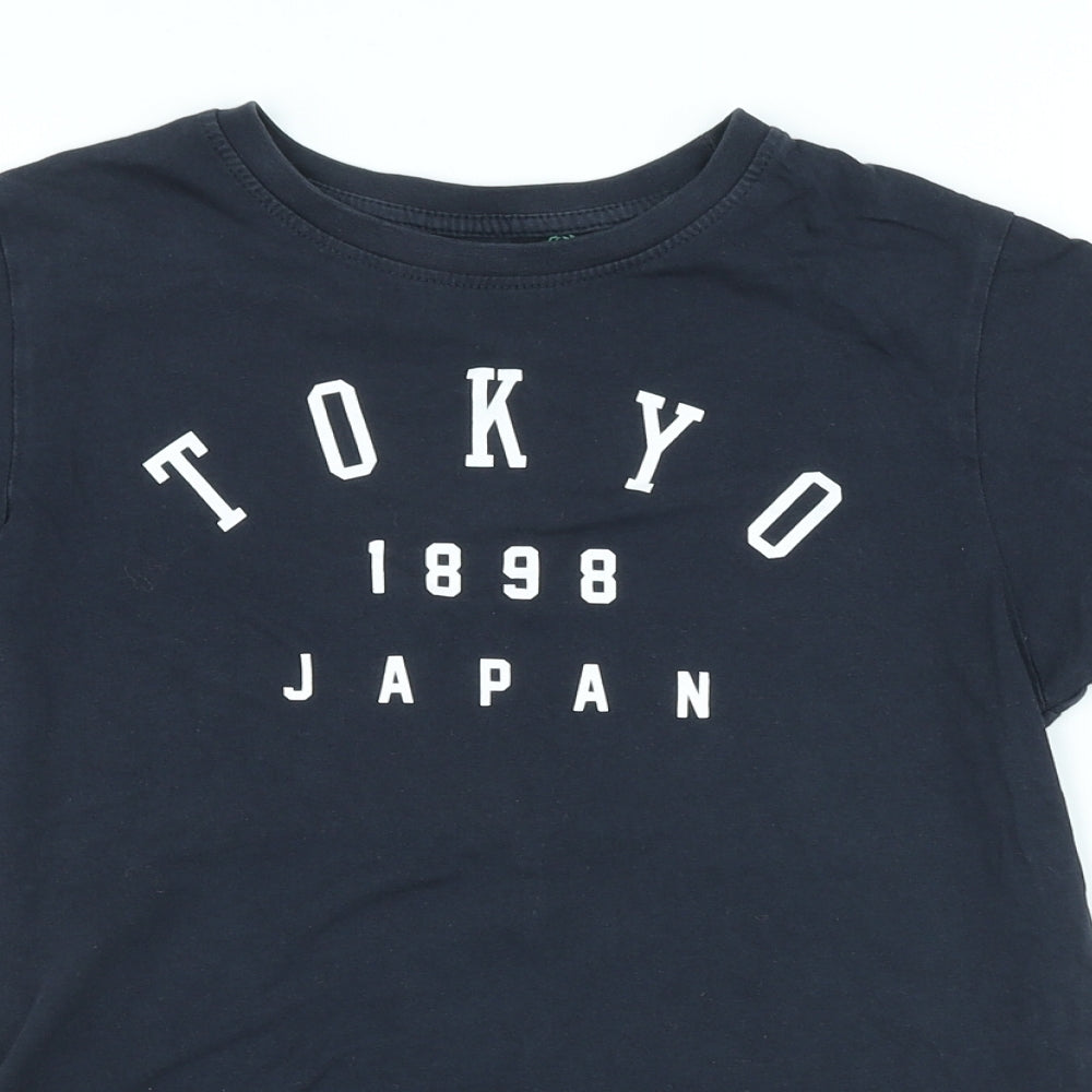 Primark Boys Blue 100% Cotton Pullover T-Shirt Size 9-10 Years Crew Neck