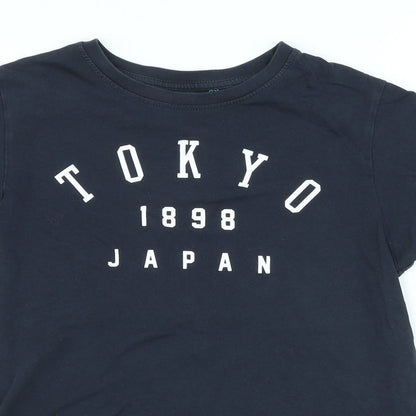Primark Boys Blue 100% Cotton Pullover T-Shirt Size 9-10 Years Crew Neck