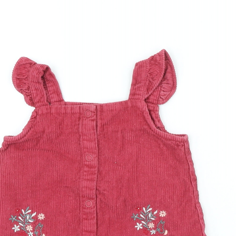 George Girls Pink Cotton A-Line Size 3-6 Months Square Neck