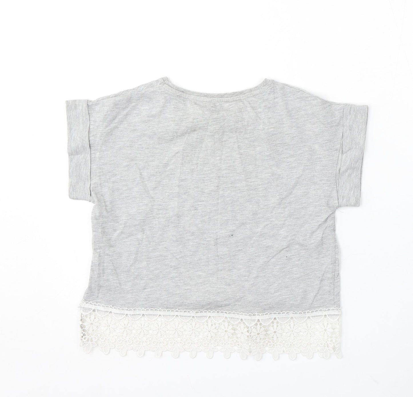 Young Dimension Girls Grey Cotton Basic T-Shirt Size 12 Years Round Neck - it girl