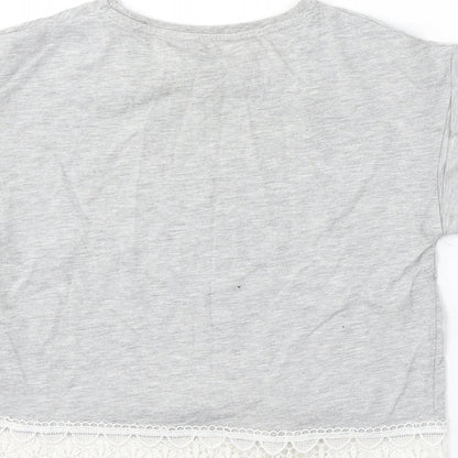 Young Dimension Girls Grey Cotton Basic T-Shirt Size 12 Years Round Neck - it girl