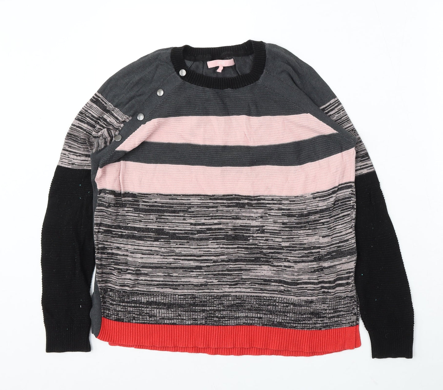 NEXT Womens Multicoloured Round Neck Striped Viscose Pullover Jumper Size 12