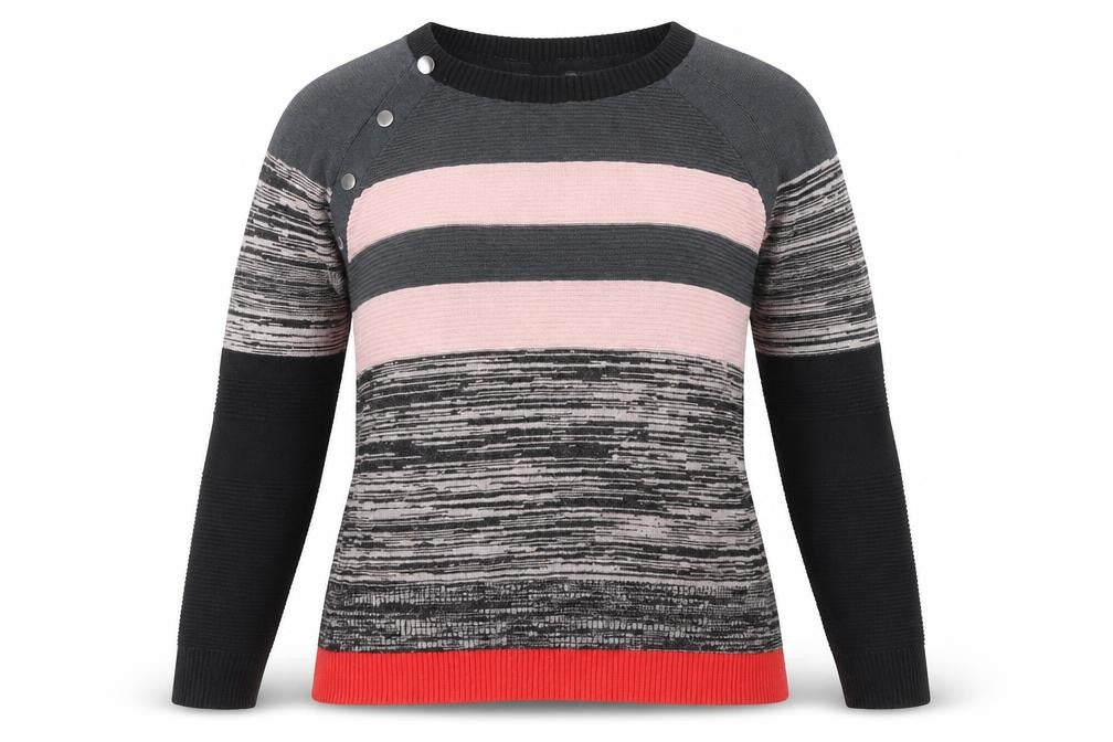 NEXT Womens Multicoloured Round Neck Striped Viscose Pullover Jumper Size 12