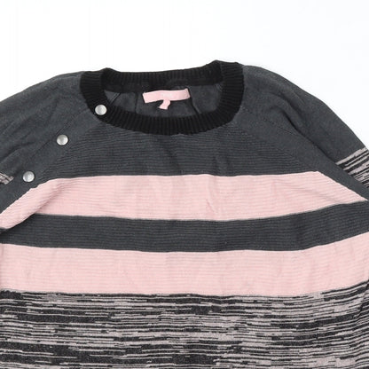 NEXT Womens Multicoloured Round Neck Striped Viscose Pullover Jumper Size 12
