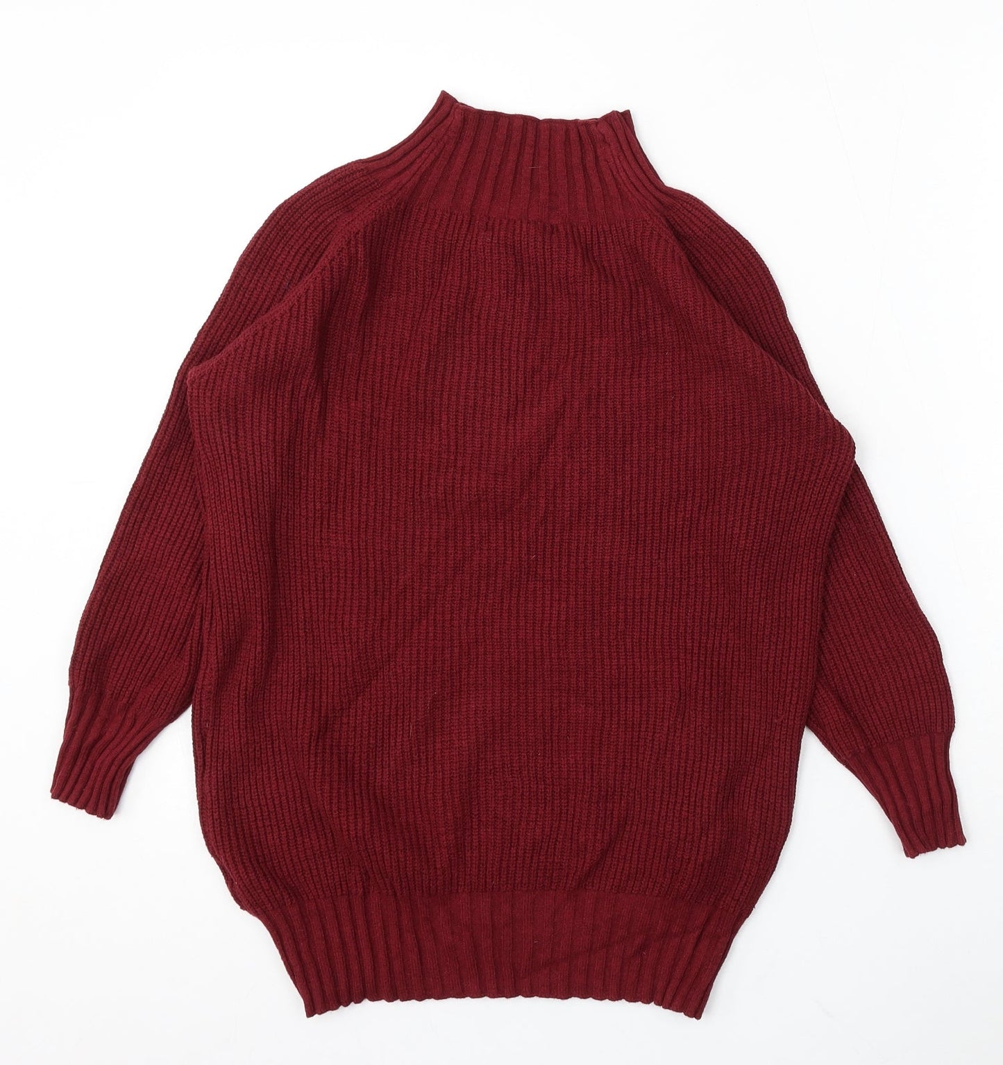 SheIn Womens Red Mock Neck Viscose Pullover Jumper Size S