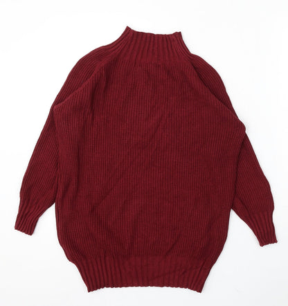 SheIn Womens Red Mock Neck Viscose Pullover Jumper Size S