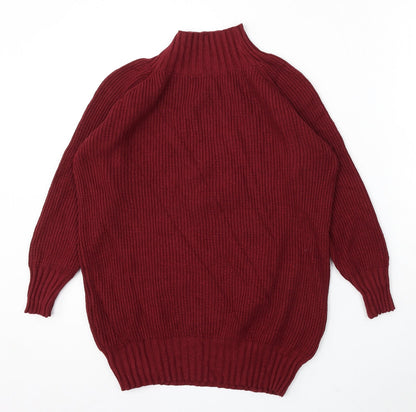 SheIn Womens Red Mock Neck Viscose Pullover Jumper Size S