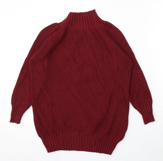 SheIn Womens Red Mock Neck Viscose Pullover Jumper Size S