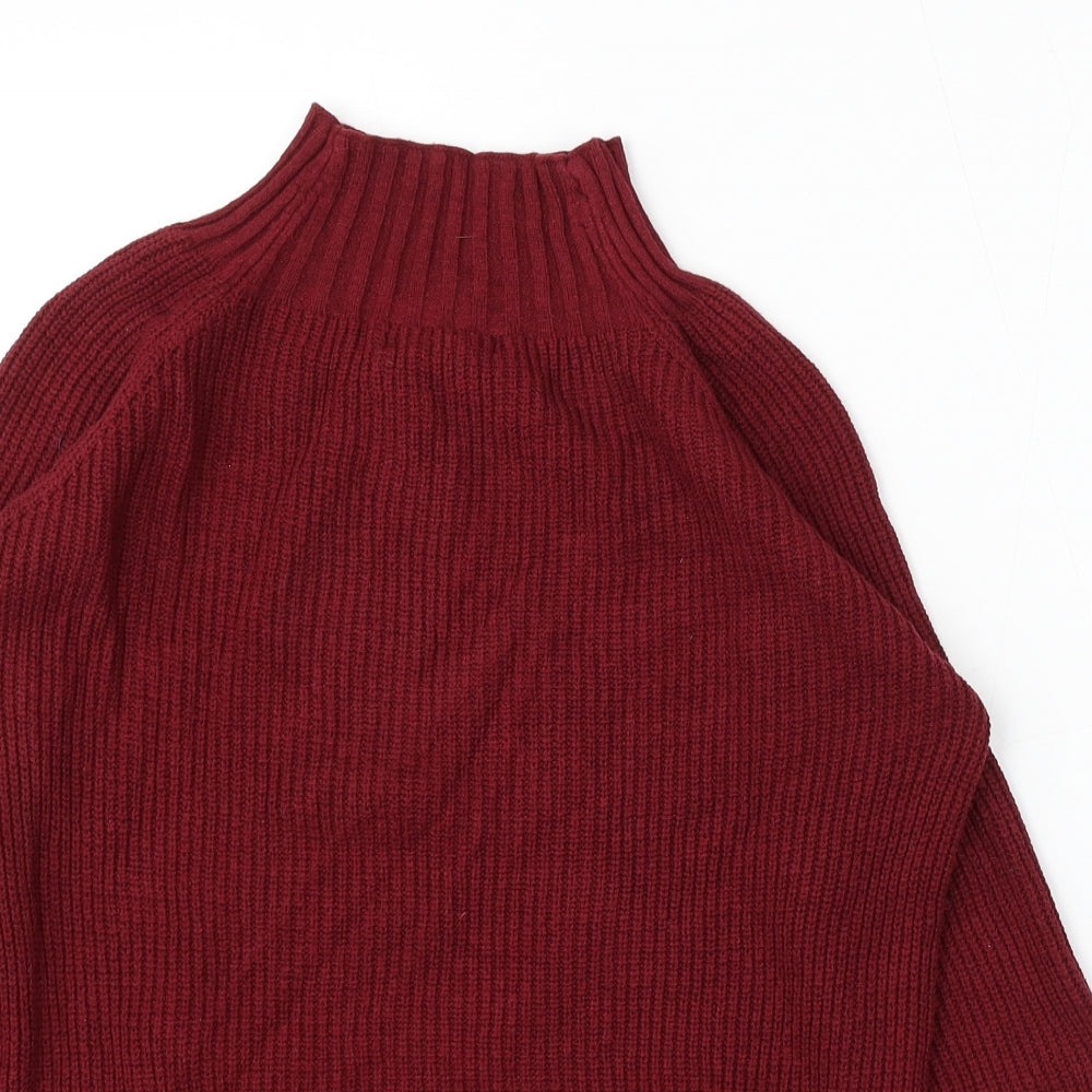 SheIn Womens Red Mock Neck Viscose Pullover Jumper Size S