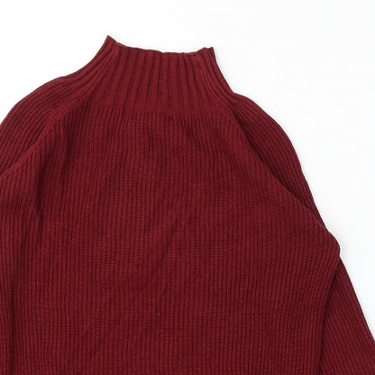 SheIn Womens Red Mock Neck Viscose Pullover Jumper Size S