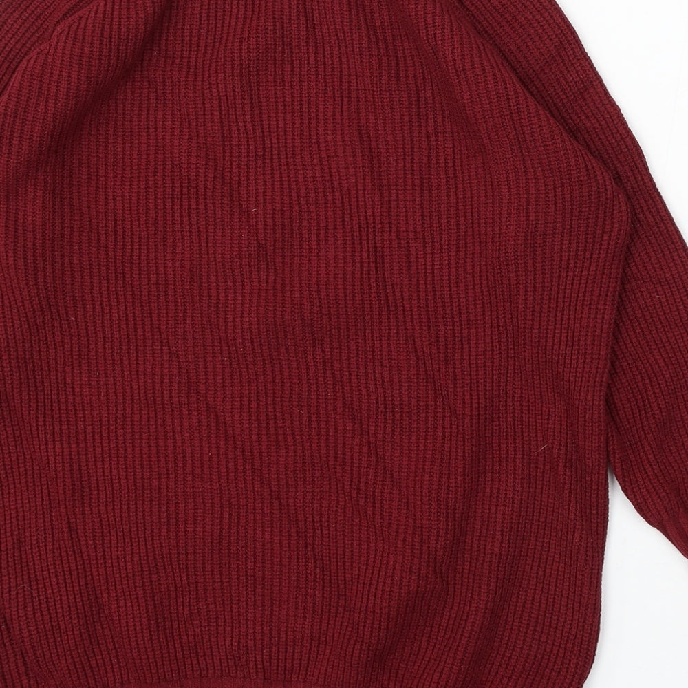 SheIn Womens Red Mock Neck Viscose Pullover Jumper Size S