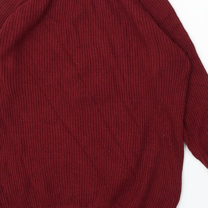 SheIn Womens Red Mock Neck Viscose Pullover Jumper Size S