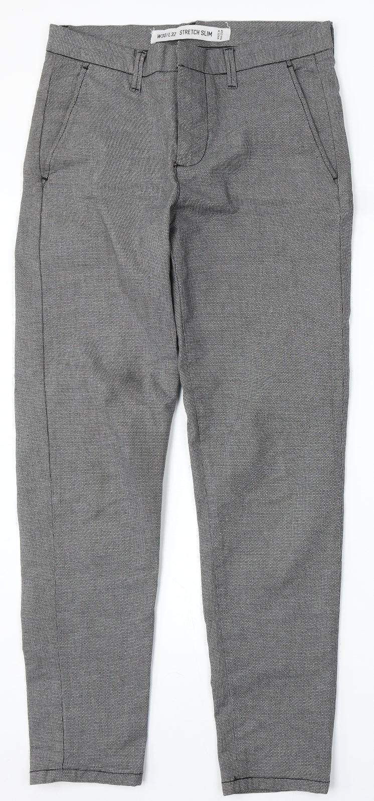 Denim & Co. Womens Grey Geometric Cotton Straight Jeans Size 30 L32 in Regular