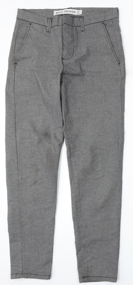 Denim & Co. Womens Grey Geometric Cotton Straight Jeans Size 30 L32 in Regular