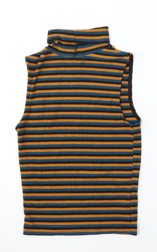 Primark Womens Multicoloured Round Neck Striped Polyester Vest Jumper Size XS