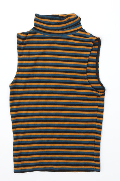Primark Womens Multicoloured Round Neck Striped Polyester Vest Jumper Size XS