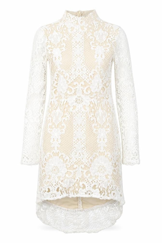 Missguided Womens White Polyester Bodycon Size 6 Round Neck Zip