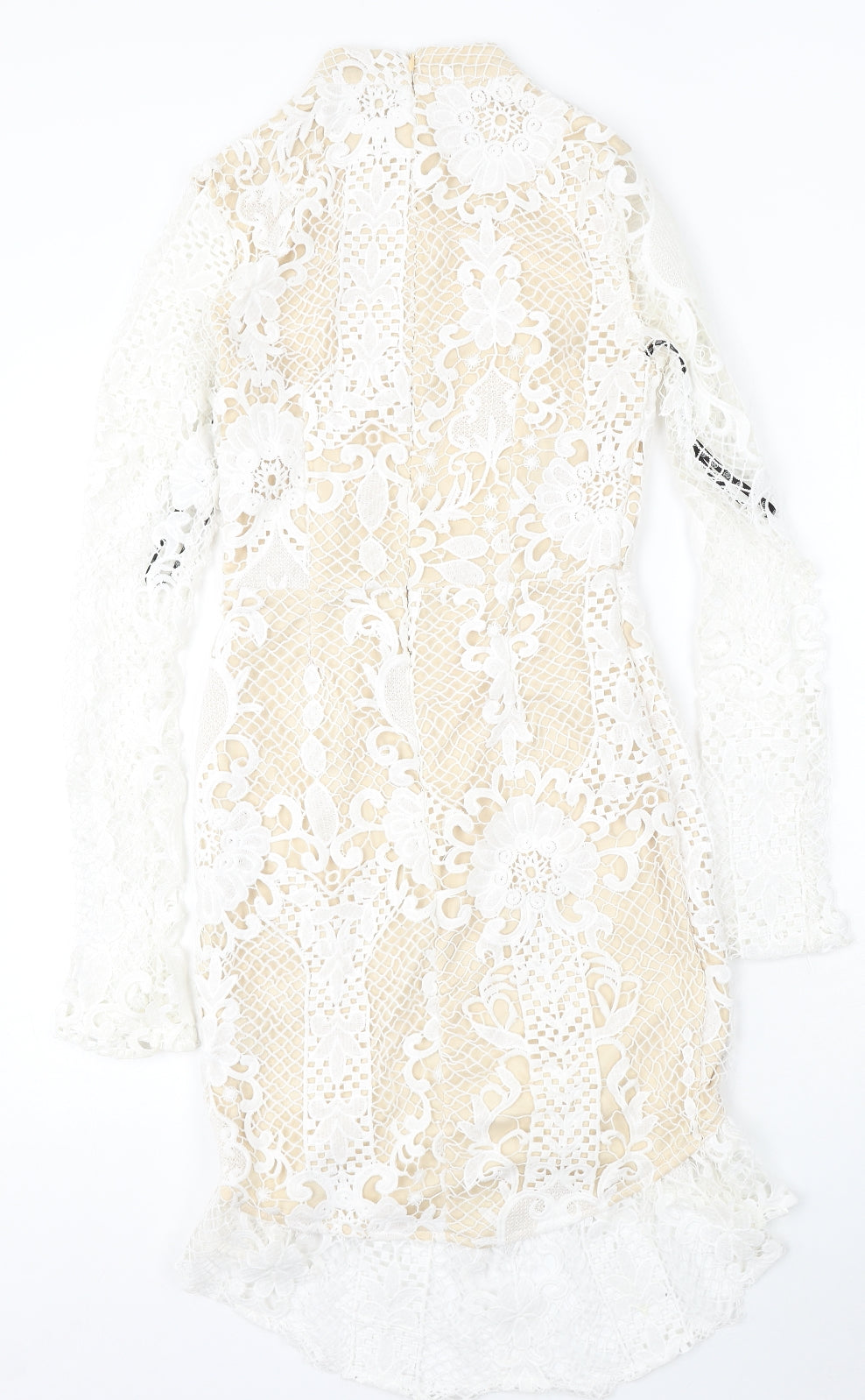 Missguided Womens White Polyester Bodycon Size 6 Round Neck Zip