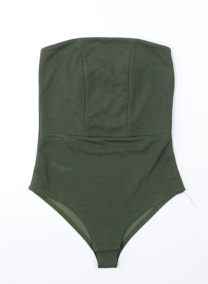 Boohoo Womens Green Polyester Bodysuit One-Piece Size 8 Snap