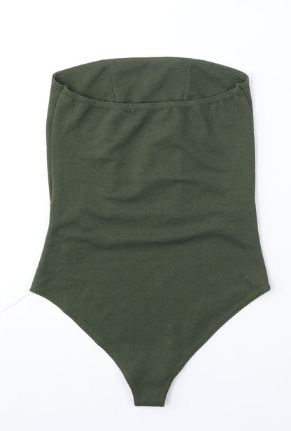 Boohoo Womens Green Polyester Bodysuit One-Piece Size 8 Snap