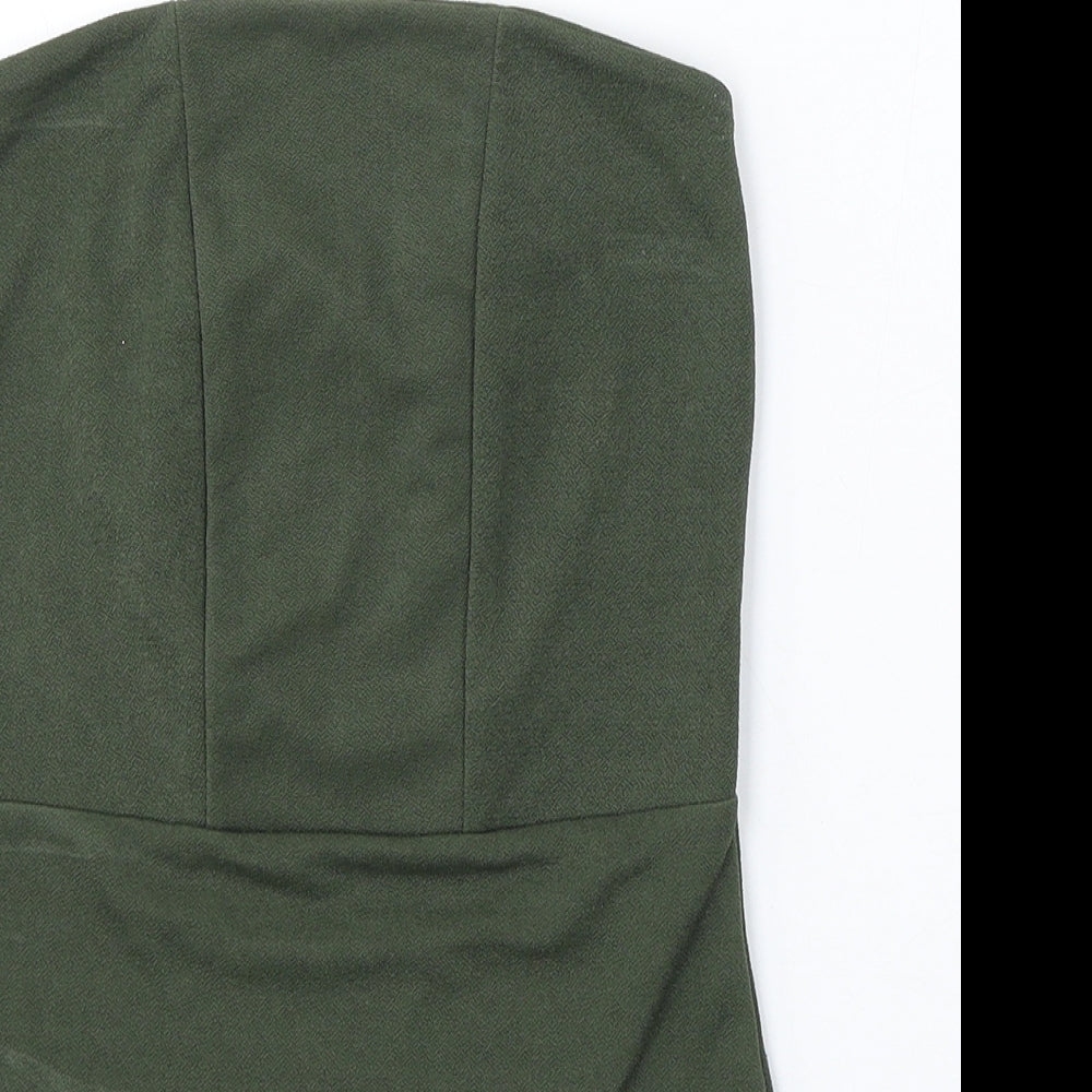 Boohoo Womens Green Polyester Bodysuit One-Piece Size 8 Snap