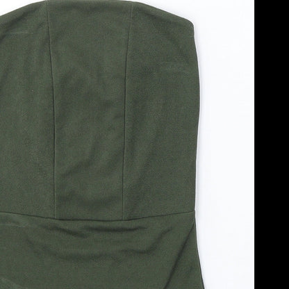 Boohoo Womens Green Polyester Bodysuit One-Piece Size 8 Snap