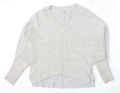 River Island Womens Grey V-Neck Acrylic Pullover Jumper Size 10