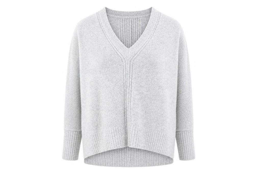 River Island Womens Grey V-Neck Acrylic Pullover Jumper Size 10