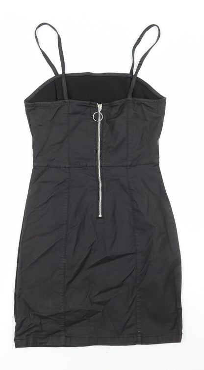Denim & Co. Womens Black Viscose Bodycon Size 8 Square Neck