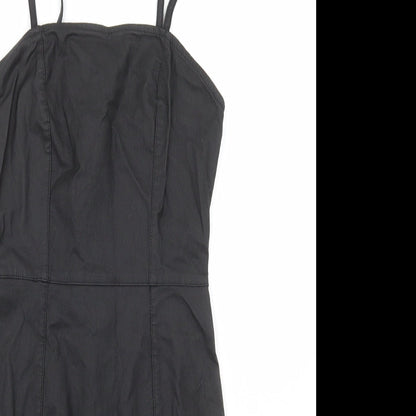 Denim & Co. Womens Black Viscose Bodycon Size 8 Square Neck