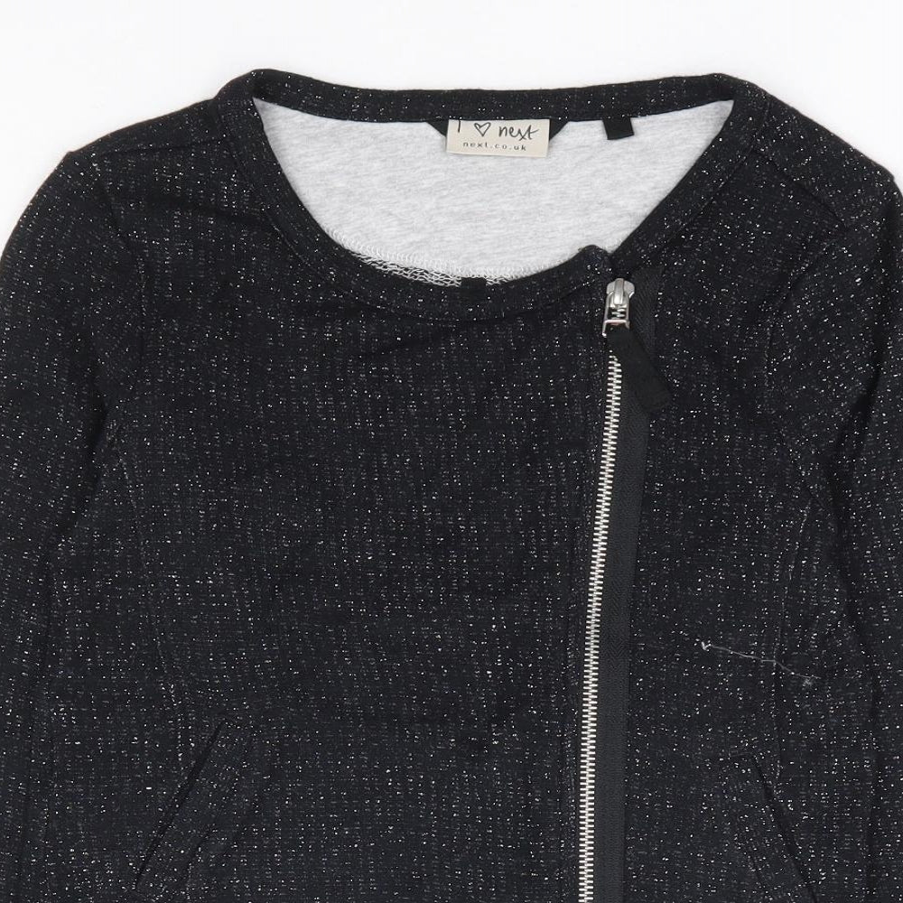 NEXT Girls Black Cotton Full Zip Sweatshirt Size 8 Years Zip