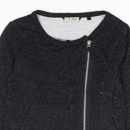 NEXT Girls Black Cotton Full Zip Sweatshirt Size 8 Years Zip